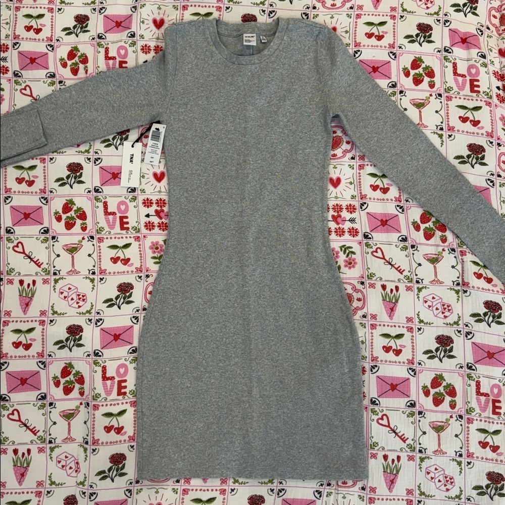 TNA Heather gray Longsleeve mini dress NWT